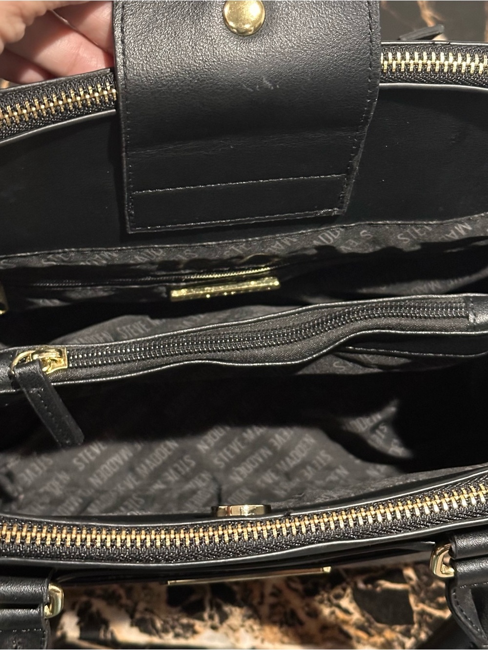 Steve Madden Black Dome Satchel with Gold Hardware - Picture 8 of 10